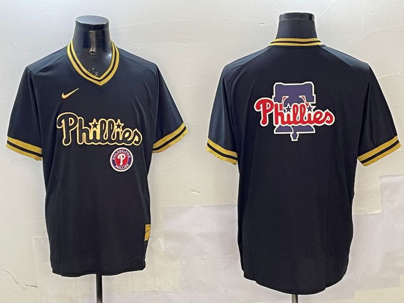 Men Philadelphia Phillies Blank Black Gold Game 2025 Nike MLB Jersey style 6